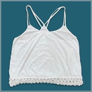 American Eagle White Racerback Tank Top